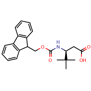 Chemical structure of (S)-3-(Fmoc-amino)-4,4-dimethylpentanoic acid , CAS 2219353-83-8, AChemBlock V151172