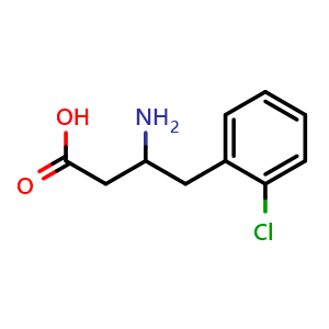 Chemical structure of 3-Amino-4-(2-chlorophenyl)butanoic acid , CAS 1267058-37-6, AChemBlock V151191