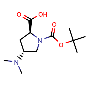 Chemical structure of (4R)-1-Boc-4-(dimethylamino)-L-proline , CAS 897383-81-2, AChemBlock V151193