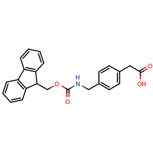 Chemical structure of 4-[(Fmoc-amino)methyl]benzeneacetic acid , CAS 176504-01-1, AChemBlock V151194