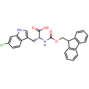 Chemical structure of 6-Chloro-N-Fmoc-D-tryptophan , CAS 925916-73-0, AChemBlock V151200