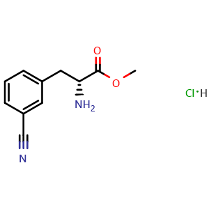 Chemical structure of 3-Cyano-D-phenylalanine methyl ester hydrochloride , CAS 2170006-41-2, AChemBlock V151207