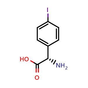 Chemical structure of (S)-a-Amino-4-iodo-benzeneacetic acid , CAS 114811-48-2, AChemBlock V151209