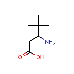 Chemical structure of 3-Amino-4,4-dimethyl-pentanoic acid , CAS 204191-43-5, AChemBlock V151222
