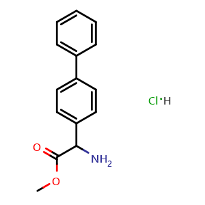 Chemical structure of Methyl 2-amino-2-(biphenyl-4-yl)acetate hydrochloride , CAS 179811-50-8, AChemBlock V151224