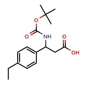 Chemical structure of 3-(Boc-amino)-3-(4-ethylphenyl)propanoic acid , CAS 284493-61-4, AChemBlock V151229