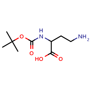 Chemical structure of 2-(Boc-amino)-4-aminobutanoic acid , CAS 2899-79-8, AChemBlock V151239