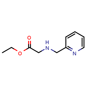 Chemical structure of N-(2-Pyridinylmethyl)-glycine ethyl ester , CAS 62402-24-8, AChemBlock V151243