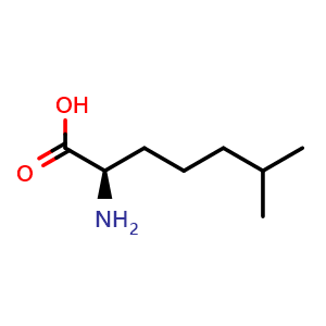 Chemical structure of (2R)-2-Amino-6-methylheptanoic acid , CAS 1689893-27-3, AChemBlock V151244