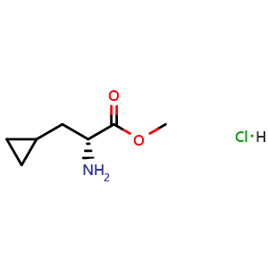 Chemical structure of (R)-Methyl 2-amino-3-cyclopropylpropanoate hydrochloride , CAS 1354788-54-7, AChemBlock V151249