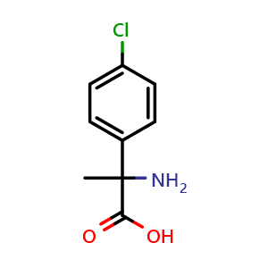 Chemical structure of 2-Amino-2-(4-chlorophenyl)propanoic acid , CAS 4895-98-1, AChemBlock V151251
