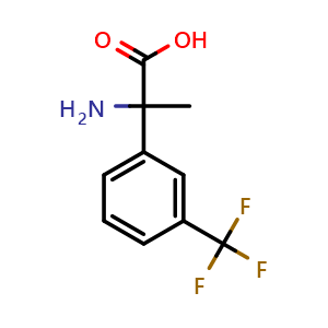 Chemical structure of 2-Amino-2-(3-trifluoromethylphenyl)propanoic acid , CAS 1134679-10-9, AChemBlock V151259