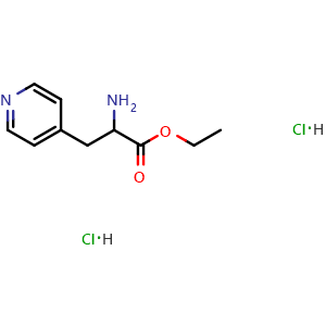 Chemical structure of Ethyl 2-amino-3-(pyridin-4-yl)propanoate dihydrochloride , CAS 1384427-38-6, AChemBlock V151267