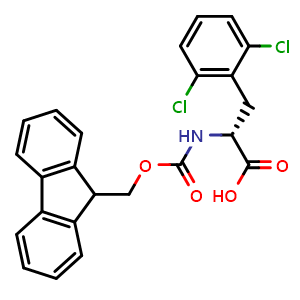 Chemical structure of N-Fmoc-2,6-dichloro-D-phenylalanine , CAS 1260590-53-1, AChemBlock V151271