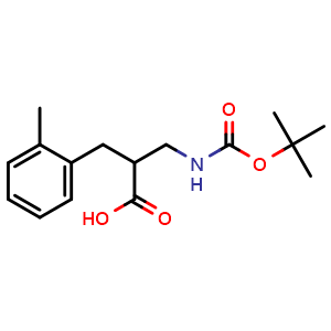 Chemical structure of 3-(Boc-amino)-2-(2-methylbenzyl)propanoic acid , CAS 1505682-51-8, AChemBlock V151280