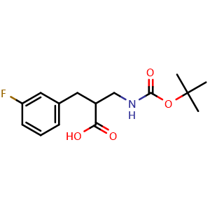 Chemical structure of 3-(Boc-amino)-2-(3-fluorobenzyl)propanoic acid , CAS 1538695-09-8, AChemBlock V151281
