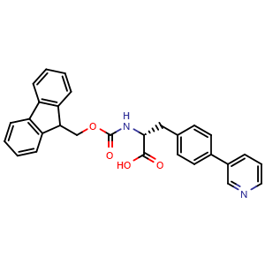 Chemical structure of N-Fmoc-4-(3-pyridinyl)-D-phenylalanine , CAS 1282042-52-7, AChemBlock V151284