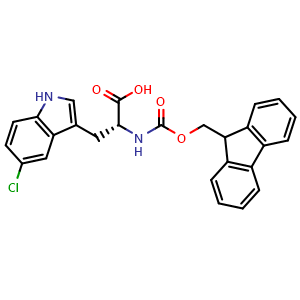 Chemical structure of N-Fmoc-5-chloro-D-tryptophan , CAS 1257856-10-2, AChemBlock V151287