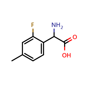 Chemical structure of 2-Amino-2-(2-fluoro-4-methylphenyl)acetic acid , CAS 1039118-67-6, AChemBlock V151288