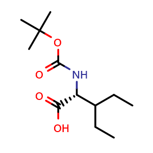 Chemical structure of N-Boc-3-ethyl-D-norvaline , CAS 1310680-39-7, AChemBlock V151315