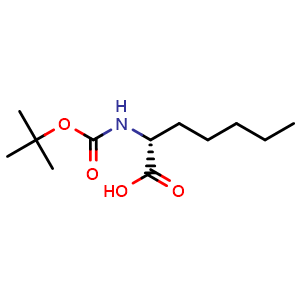 Chemical structure of (R)-2-(Boc-amino)heptanoic acid , CAS 1821837-11-9, AChemBlock V151329