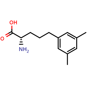 Chemical structure of (S)-2-Amino-5-(3,5-dimethylphenyl)pentanoic acid , CAS 2104038-39-1, AChemBlock V151331