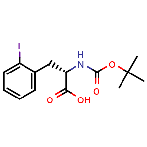 Chemical structure of N-Boc-2-iodo-L-phenylalanine , CAS 273221-78-6, AChemBlock V151354