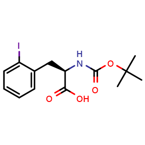 Chemical structure of N-Boc-2-iodo-D-phenylalanine , CAS 478183-64-1, AChemBlock V151355
