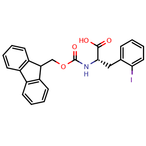 Chemical structure of N-Fmoc-2-iodo-L-phenylalanine , CAS 210282-32-9, AChemBlock V151356