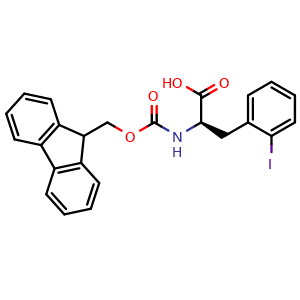 Chemical structure of N-Fmoc-2-iodo-D-phenylalanine , CAS 478183-65-2, AChemBlock V151357