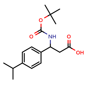 Chemical structure of 3-(Boc-amino)-3-(4-isopropylphenyl)propanoic acid , CAS 453557-73-8, AChemBlock V151372