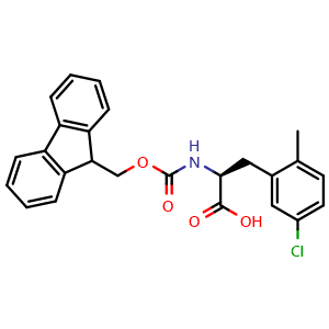Chemical structure of N-Fmoc-5-chloro-2-methyl-L-phenylalanine , CAS 2350161-01-0, AChemBlock V151385