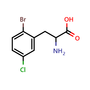Chemical structure of 2-Bromo-5-chloro-DL-phenylalanine , CAS 1259975-21-7, AChemBlock V151389