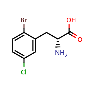 Chemical structure of 2-Bromo-5-chloro-D-phenylalanine , CAS 1269973-66-1, AChemBlock V151390