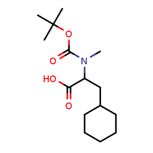Chemical structure of 2-(N-Boc-N-methylamino)-3-cyclohexylpropanoic acid , CAS 1536031-11-4, AChemBlock V151395
