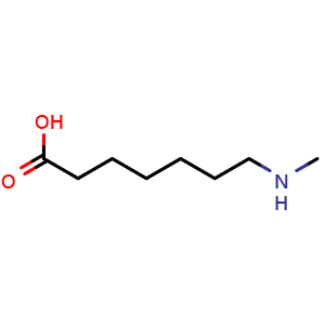 Chemical structure of 7-(Methylamino)heptanoic acid , CAS 90227-27-3, AChemBlock V151405