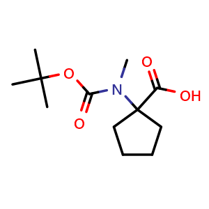 Chemical structure of 1-[Boc-(methyl)amino]cyclopentanecarboxylic acid , CAS 146000-38-6, AChemBlock V151415