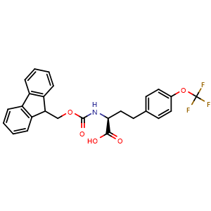 Chemical structure of Fmoc-4-trifluoromethoxy-L-homophenylalanine , CAS 1260604-66-7, AChemBlock V151418