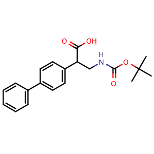 Chemical structure of 2-(Biphenyl-4-yl)-3-(Boc-amino)propanoic acid , CAS 2352731-51-0, AChemBlock V151456