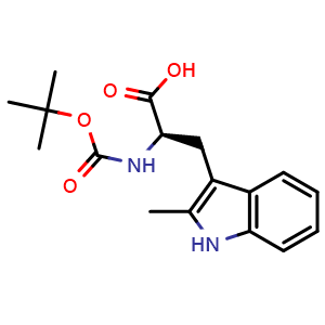 Chemical structure of N-Boc-2-methyl-D-tryptophan , CAS 1809205-75-1, AChemBlock V151462