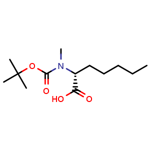 Chemical structure of N-Boc-N-methyl-(R)-2-aminoheptanoic acid , CAS 2389078-41-3, AChemBlock V151464