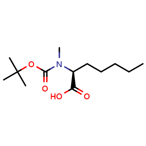 Chemical structure of N-Boc-N-methyl-(S)-2-aminoheptanoic acid , CAS 2389078-55-9, AChemBlock V151465
