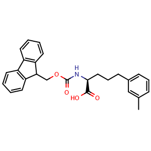 Chemical structure of Fmoc-(S)-2-amino-5-(3-methylphenyl)pentanoic acid , CAS 2349317-81-1, AChemBlock V151470