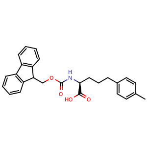 Chemical structure of Fmoc-(S)-2-amino-5-(4-methylphenyl)pentanoic acid , CAS 2350202-72-9, AChemBlock V151471