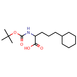 Chemical structure of 2-(Boc-amino)-5-cyclohexylpentanoic acid , CAS 1243604-95-6, AChemBlock V151496