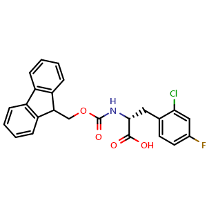 Chemical structure of N-Fmoc-4-fluoro-2-chloro-D-phenylalanine , CAS 1217680-33-5, AChemBlock V151510