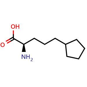 Chemical structure of (R)-2-Amino-5-cyclopentylpentanoic acid , CAS 2350743-91-6, AChemBlock V151514