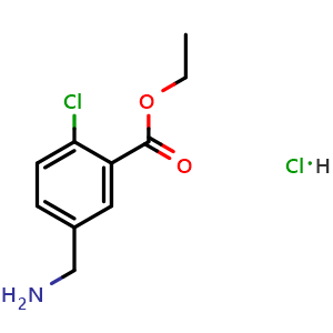 Chemical structure of Ethyl 5-(aminomethyl)-2-chlorobenzoate hydrochloride , CAS 1250443-67-4, AChemBlock V151531
