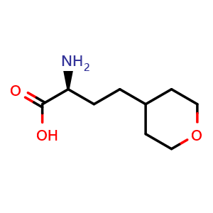 Chemical structure of (S)-2-Amino-4-(tetrahydropyran-4-yl)butanoic acid , CAS 1841186-65-9, AChemBlock V151532