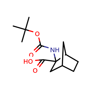 Chemical structure of 2-(Boc-amino)-bicyclo[2.2.1]heptane-2-carboxylic acid , CAS 172927-01-4, AChemBlock V151538